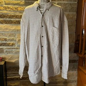 Structure Blue XL button down dress shirt. Cream color with red and green plaid